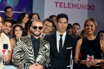 MIAMI, FL - AUGUST 25: Chino (R) and Nacho (L), arrives at Telemundo's Premios Tu Mundo 'Your World' Awards at American Airlines Arena on August 25, 2016 in Miami, Florida. ( Photo by Johnny Louis / jlnphotography.com )