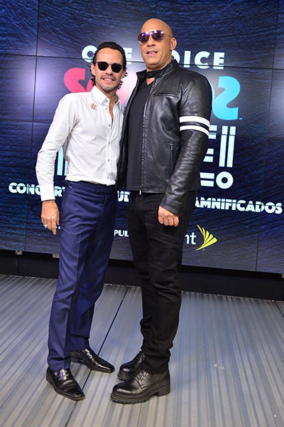 Marc Anthony and Vin Diesel poses in the pressroom at One Voice: Somos Live! A Concert For Disaster Relief at Marlins Park on October 14, 2017 in  Photo by Johnny Louis / jlnphotography.com )