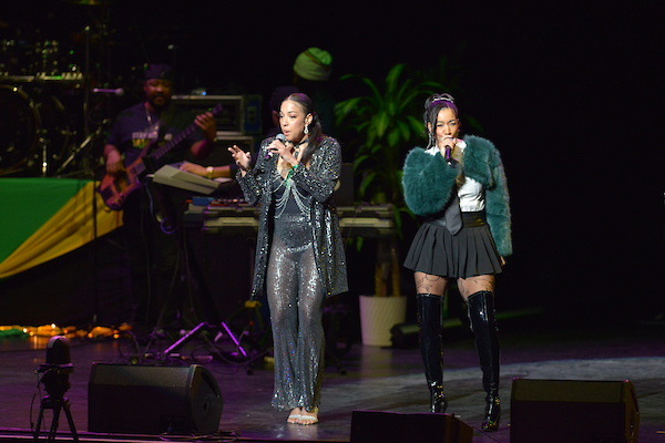 HOLLYWOOD, FLORIDA - JANUARY 02: Nailah and Nyanda of Brick & Lace perform during the "Stay Strong Jamaica hurricane reliefs concert" at Hard Rock Live at Seminole Hard Rock Hotel & Casino Hollywood on January 02, 2026 in Hollywood, Florida.  ( Photo by Johnny Louis / jlnphotography.com )